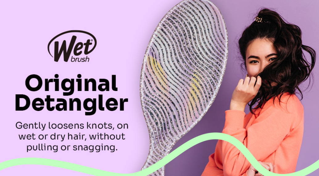 Wet Brush Original Detangling Brush, Purple (Digital Daydream) - Detangler Brush with Soft & Flexible Bristles - Detangling Brush for Curly Hair - Tangle-Free Brush for Straight, Thick, & Wavy Hair - 24hrsmart